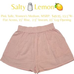 SALTY🧂LEMON🍋 Women's MEDIUM Pink Tulle Shorts NWT